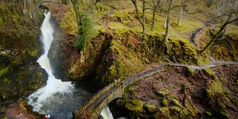 Aira Force Waterfall plunging into rocks