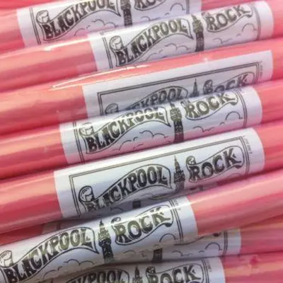 Sticks of pink Blackpool rock sweets