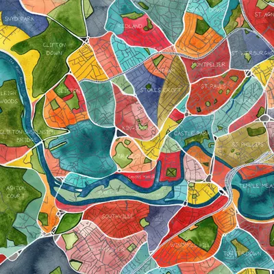 Colourful Bristol street art poster