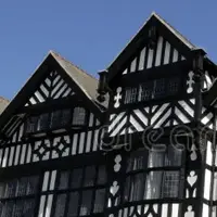 Black and white half-timbered Tudor revival building in Chester