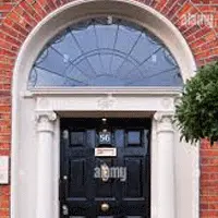 Georgian terraced houses with black doors in Liverpool