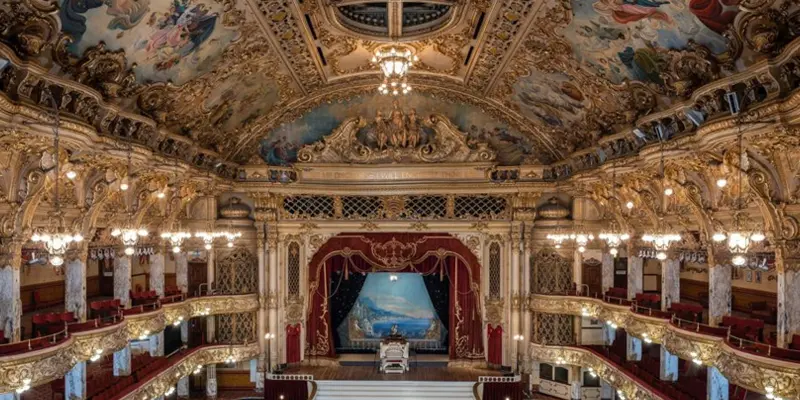 The ornate interior of the Blackpool Tower Ballroom