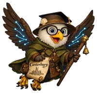 Trav, the Canterbury travel mascot