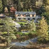 Grand Victorian mansion overlooking a lake