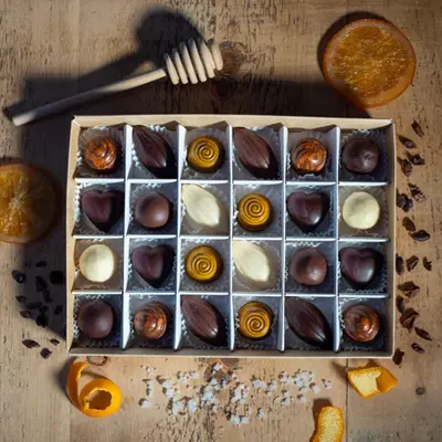 Box of handmade York chocolate