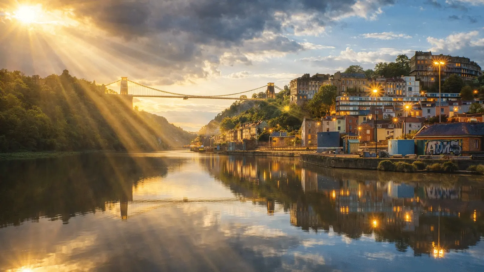 A scenic view of Bristol and the colourful houses
