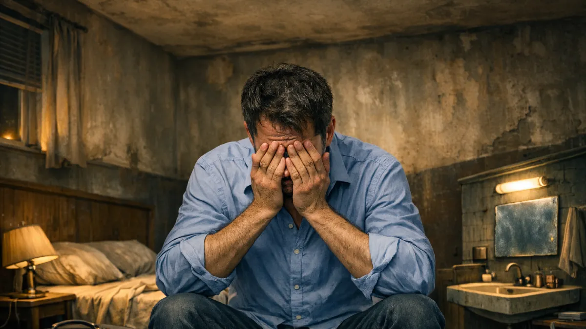 Traveller researching hotels on a laptop