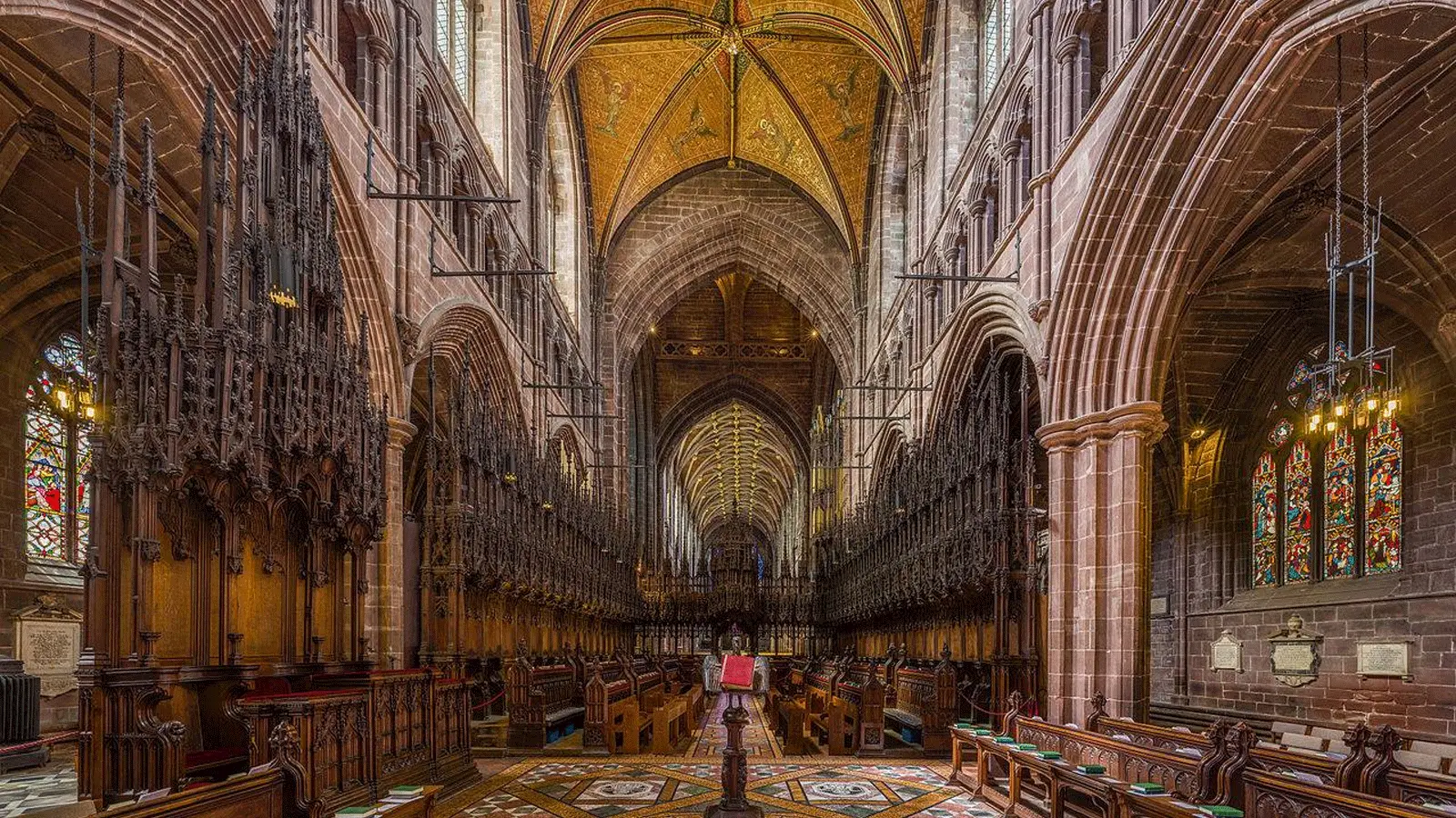 Chester Cathedral visitor guide banner featuring the historic cathedral