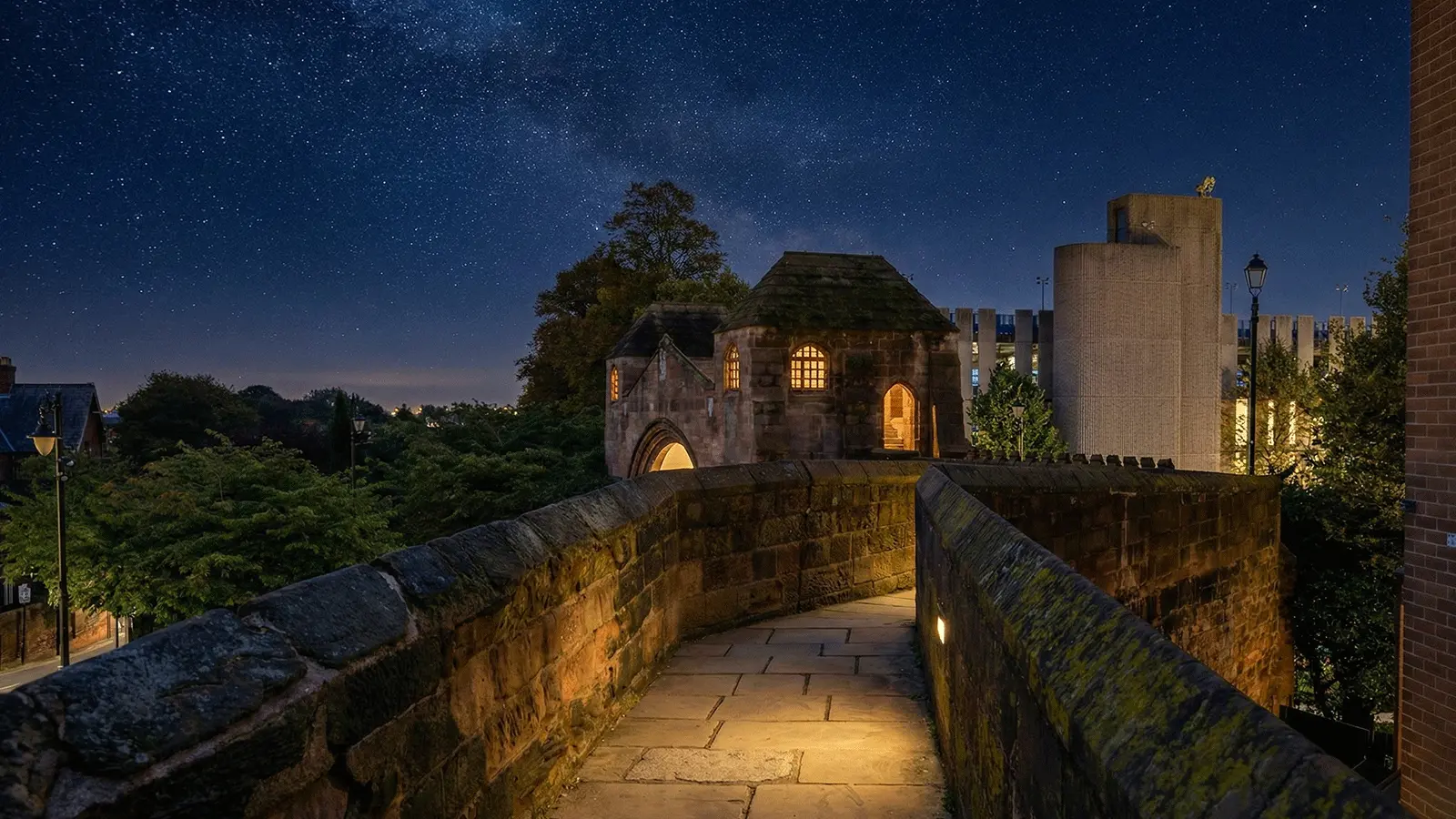 Chester City Walls visitor guide banner featuring Chester's historic walls