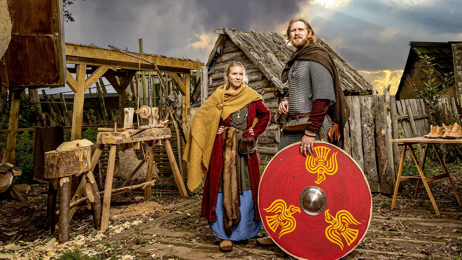 Jorvik Viking Centre Visitor Guide Banner featuring a Viking display