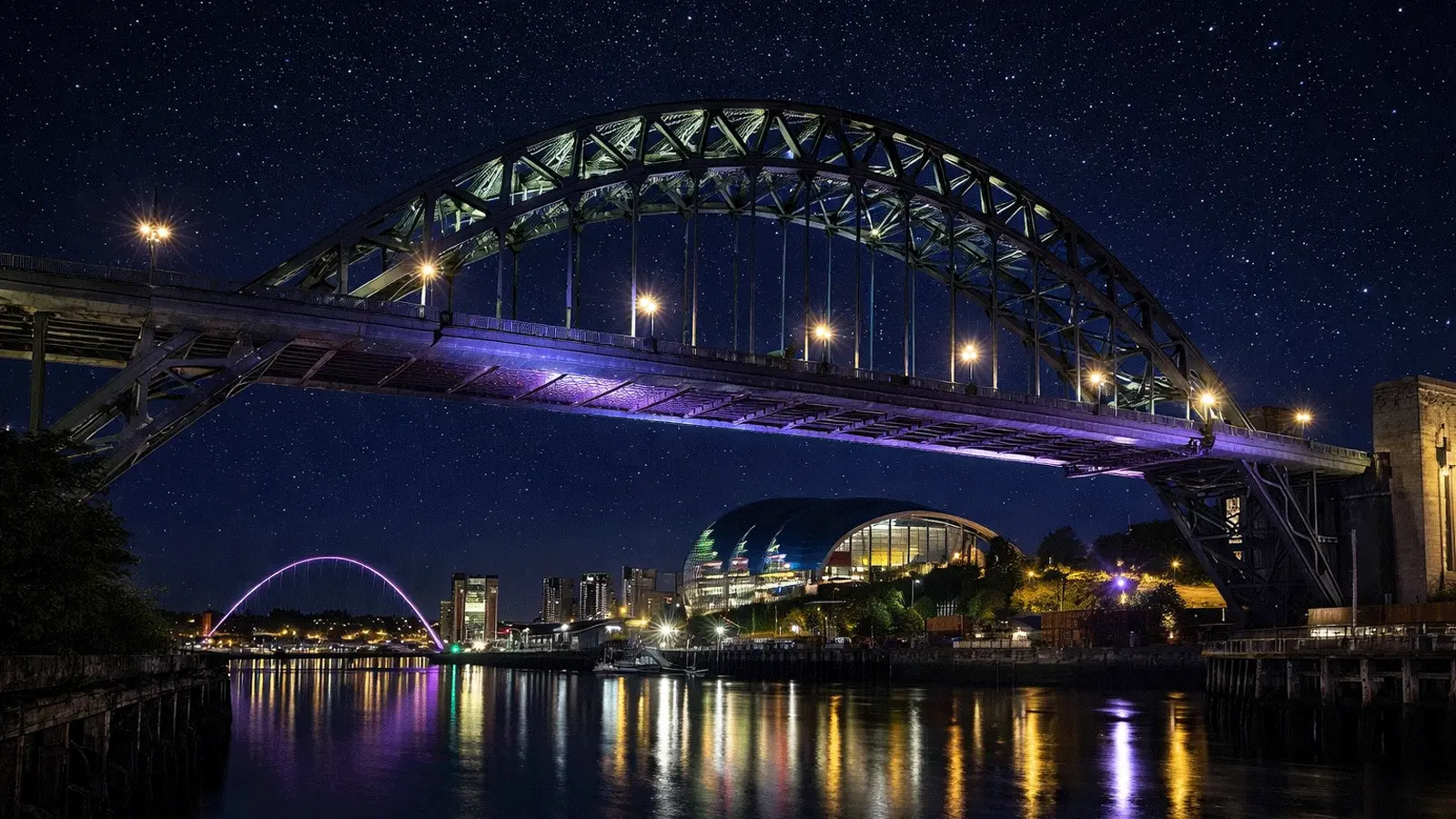 Newcastle Quayside featuring the Tyne Bridge