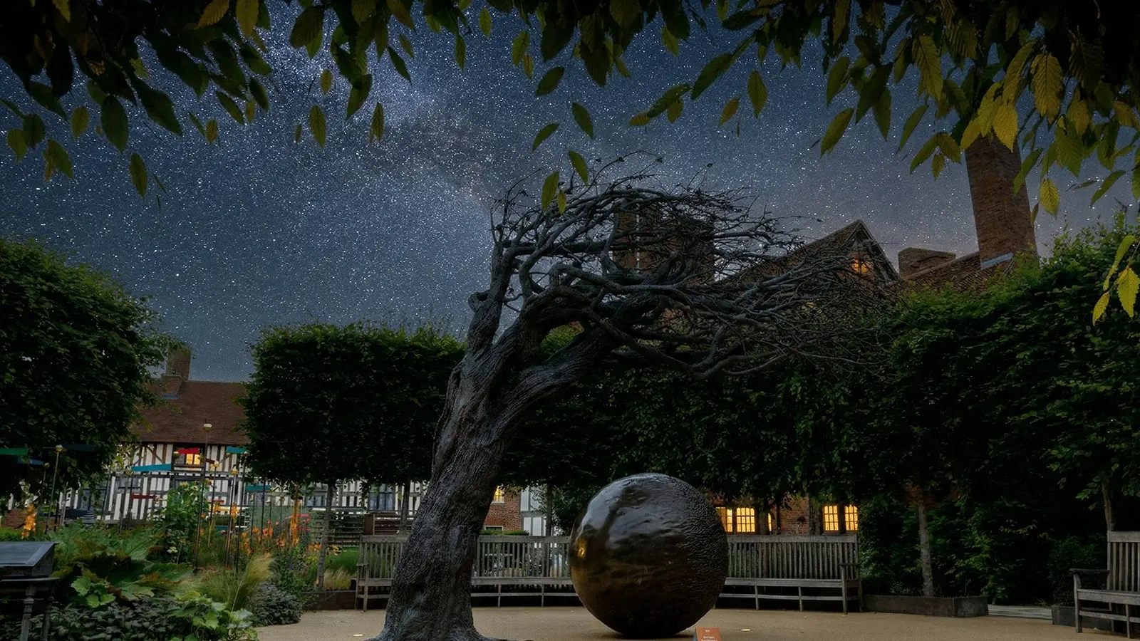 Shakespeare's New Place Visitor Guide Banner featuring the historic gardens