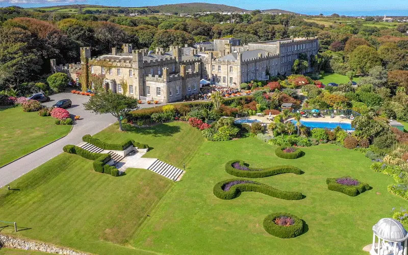 Tregenna Castle Resort offering hilltop accommodation overlooking St Ives Bay.